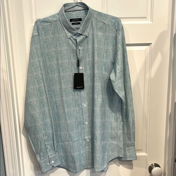 New with tags BUGATCHI teal button down shirt size large - Picture 1 of 5
